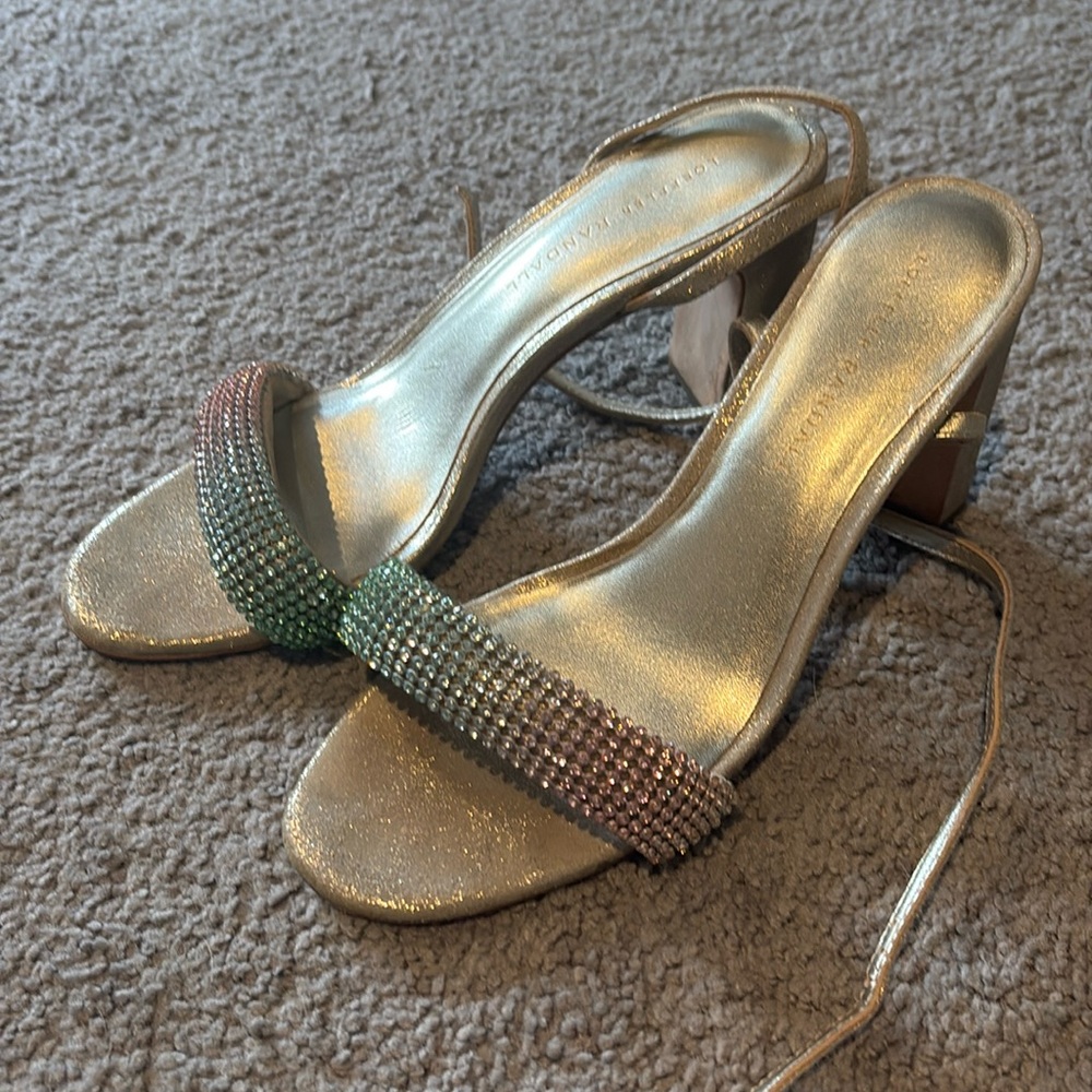 Loeffler Randall sandals with the rainbow and gold size 7 ankle strap